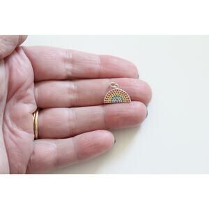 Sterling Silver Rainbow Charm with Nano Gem Crystals Charm
